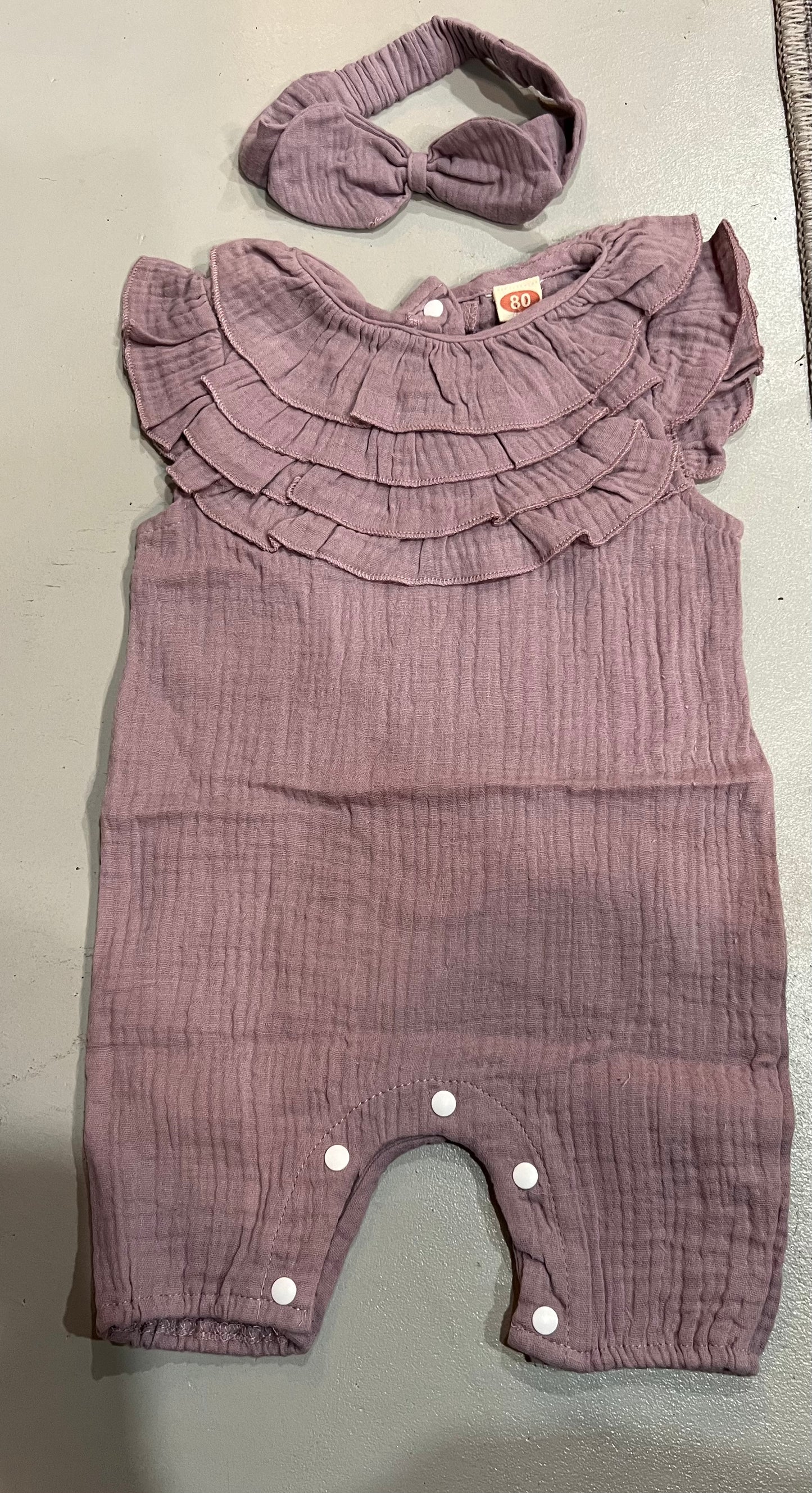 Girl Romper with Headband Bow