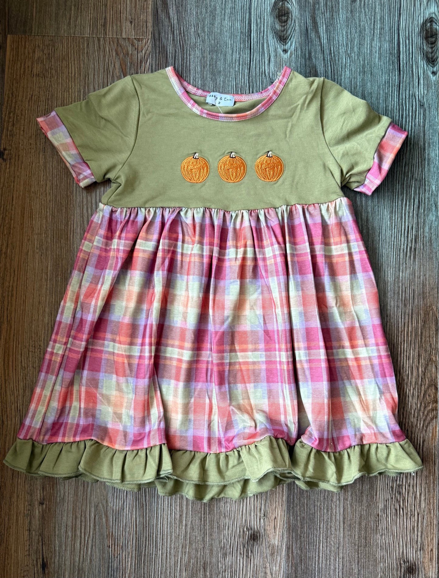Olive and Stripe Pumpkin Girl Dress