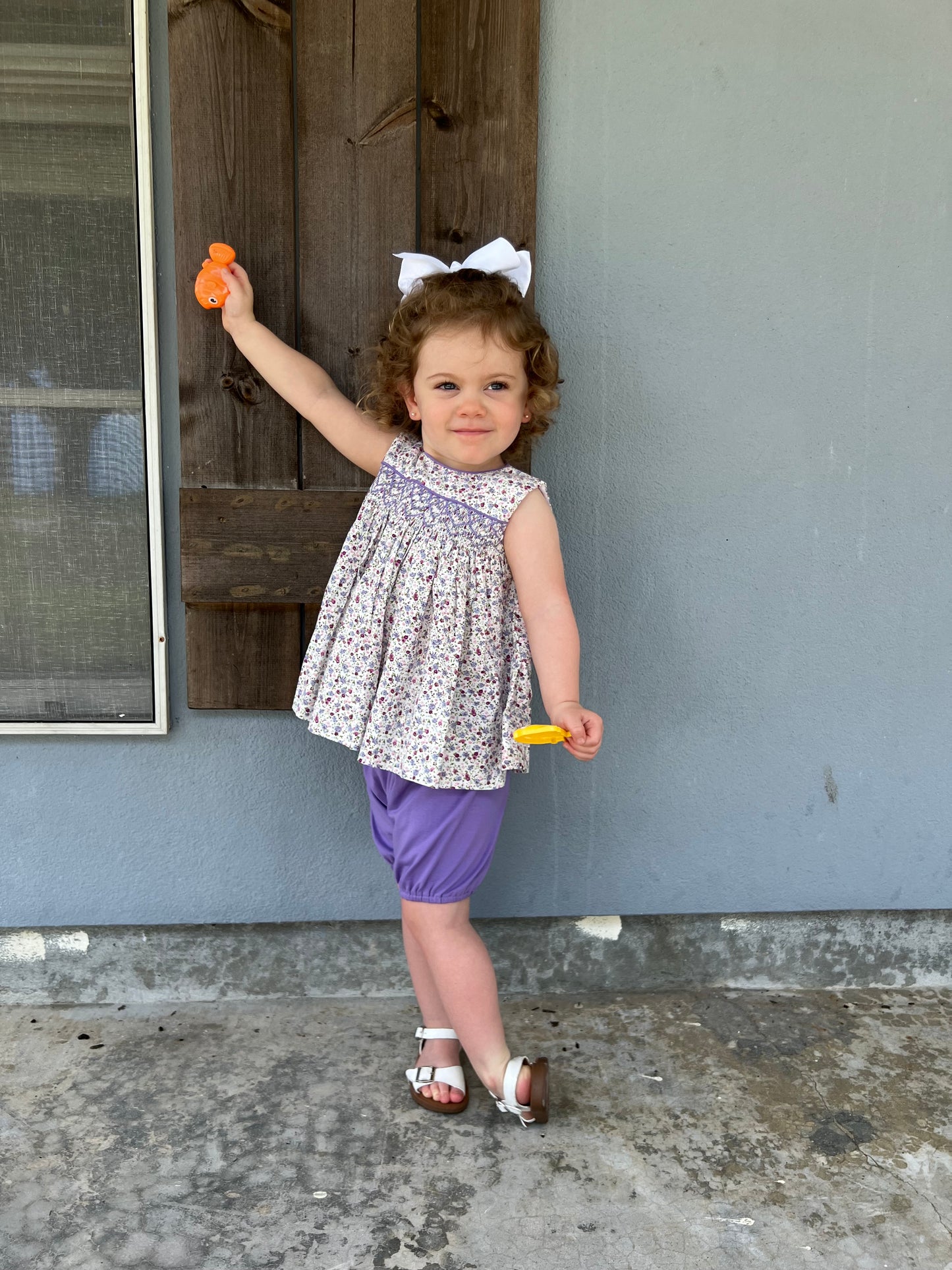 Lavender Smocked Bloomer Set