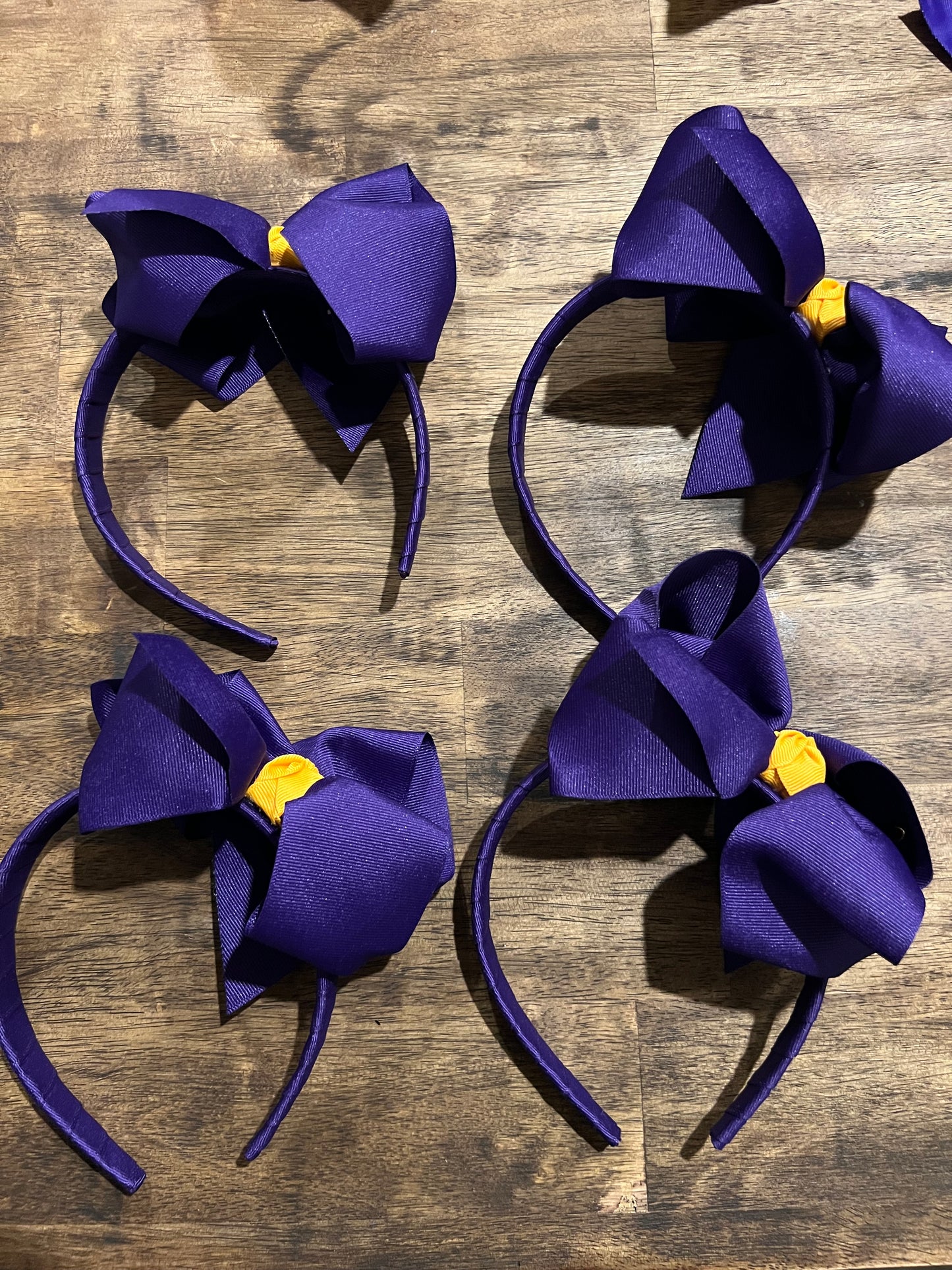 Purple and Gold Headband with 5 Inch Hair Bow