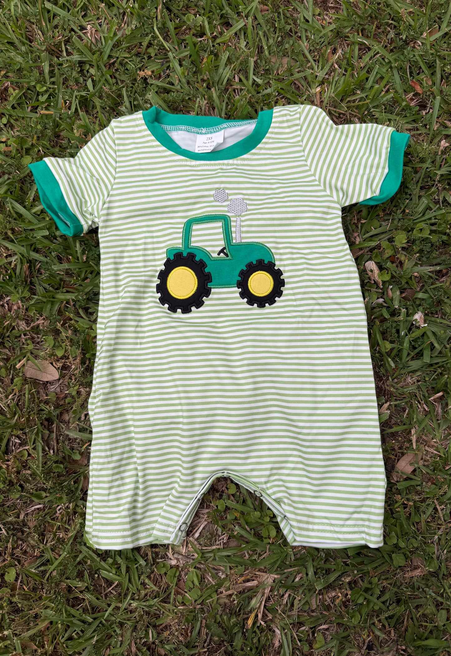 Green Tractor Romper