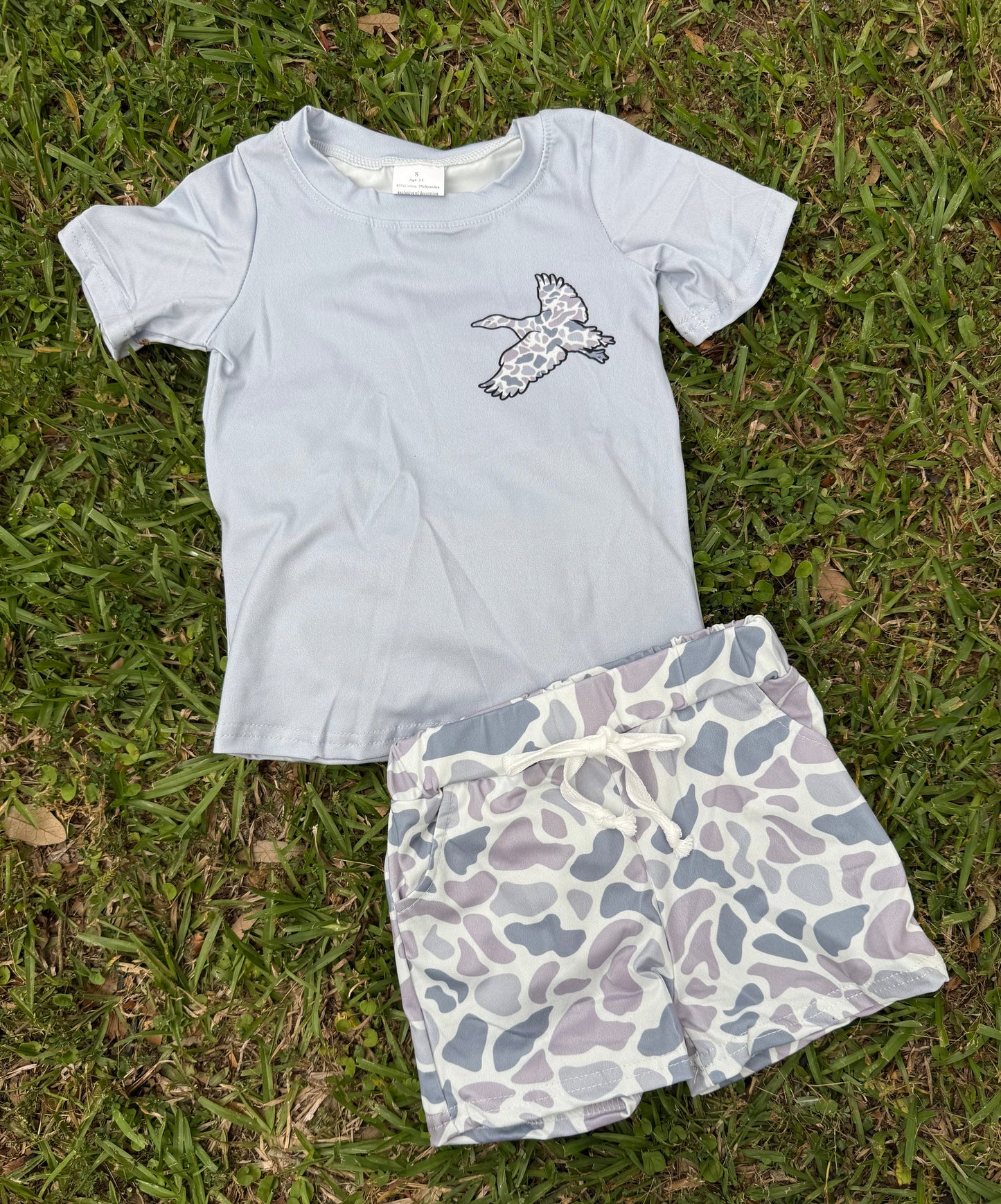 Gray Duck Camo Short Set
