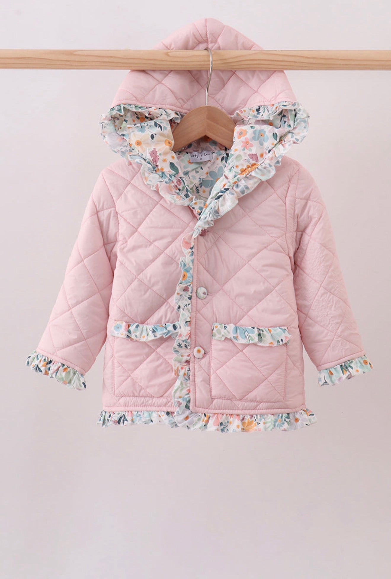 Light Pink Floral Puffer Jacket