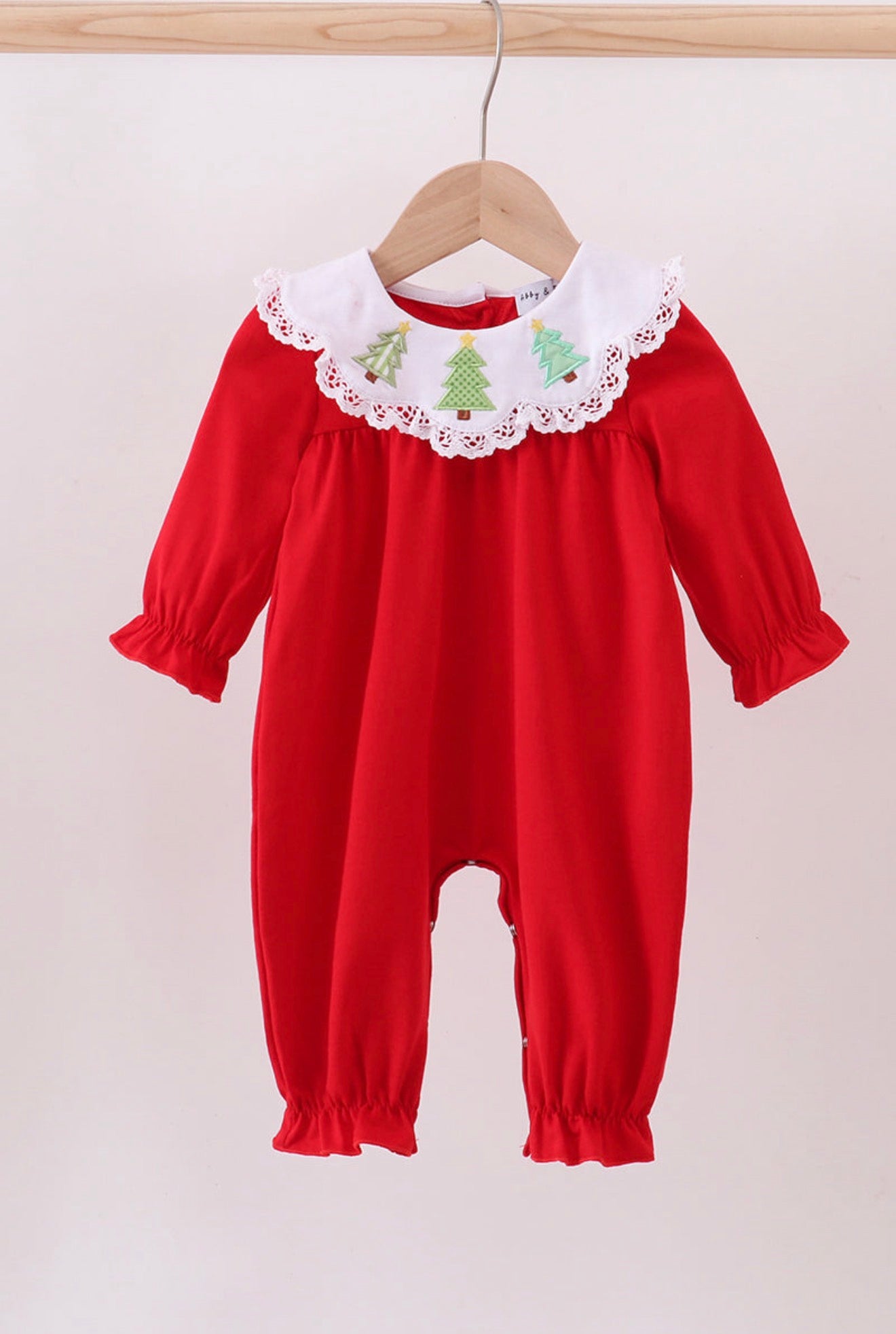 Christmas Tree Ruffle Collar Romper