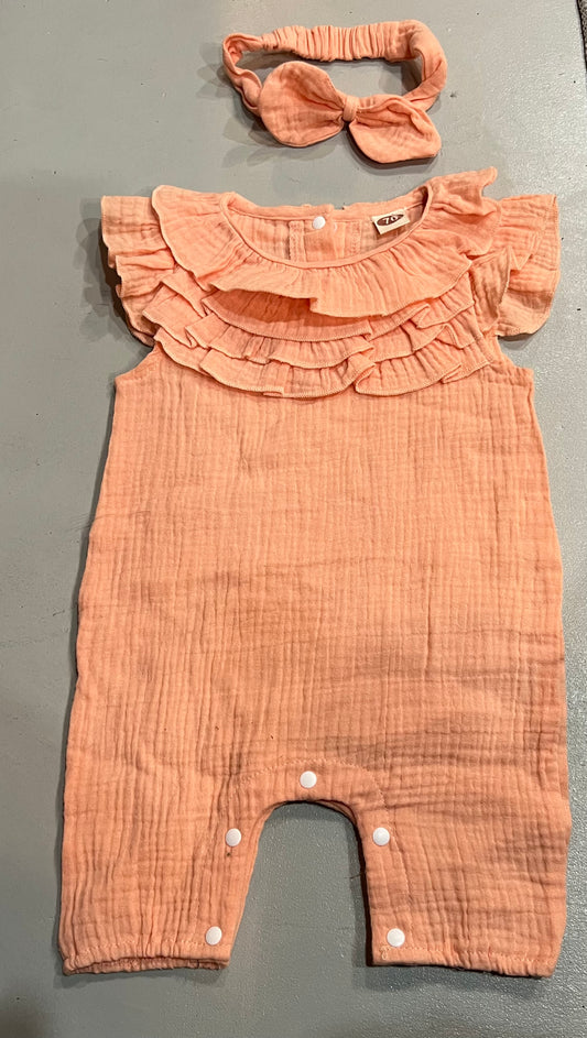 Girl Romper with Headband Bow