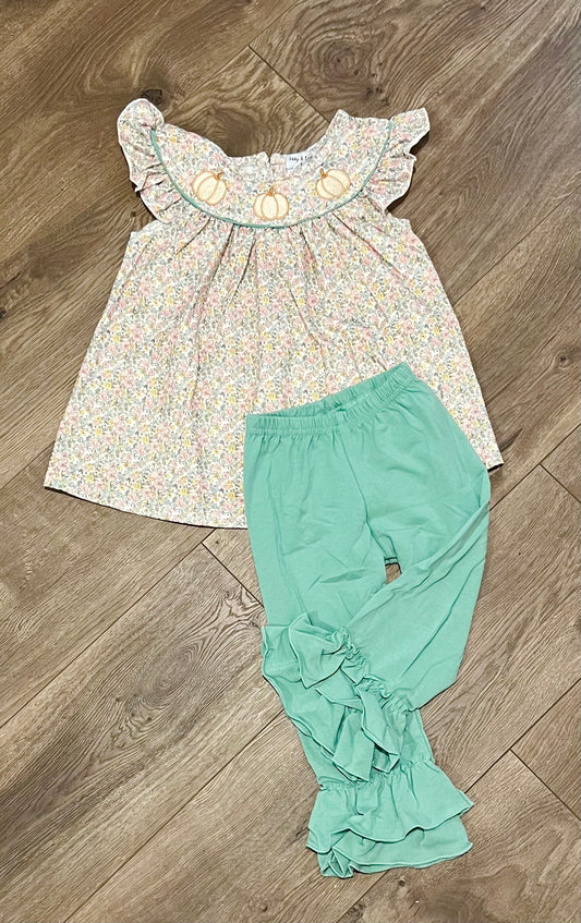 Sage Floral Pumpkin Pant Set