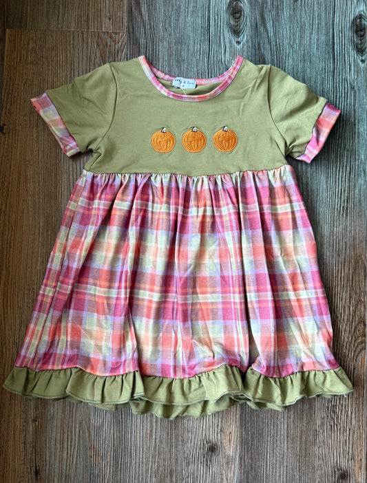 Olive and Stripe Pumpkin Girl Dress