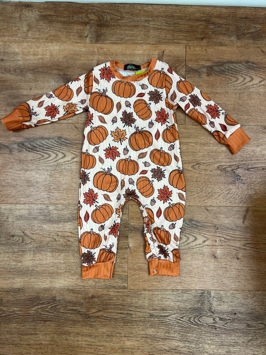 Fall Pumpkin Long Sleeve Romper