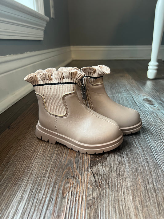 Taupe Ruffle Boots