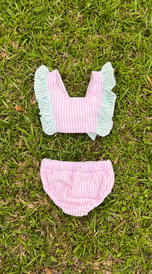 Pink and Green Seersucker Bikini