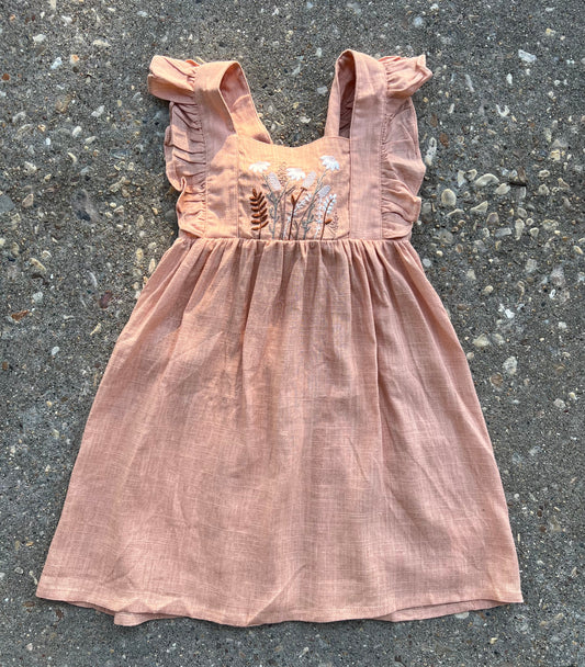 Blush Floral Linen Dress
