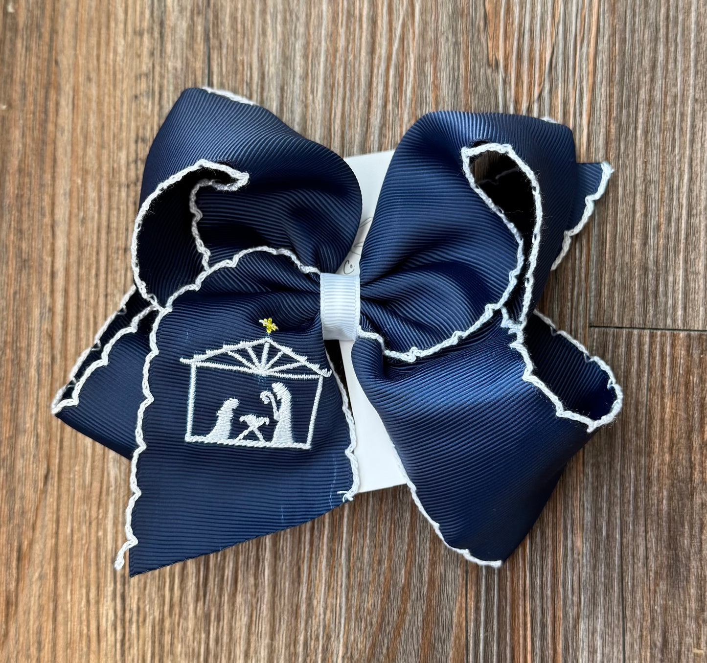 Navy Nativity 6 Inch Hair Bow