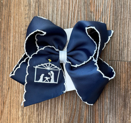 Navy Nativity 6 Inch Hair Bow