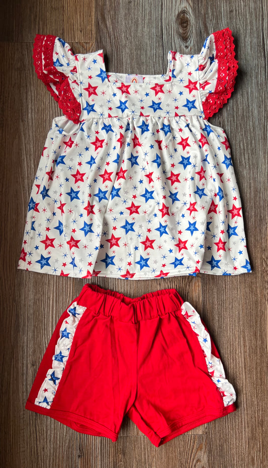 Girl July 4th Star Short Set