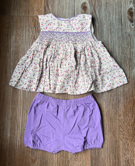 Lavender Smocked Bloomer Set