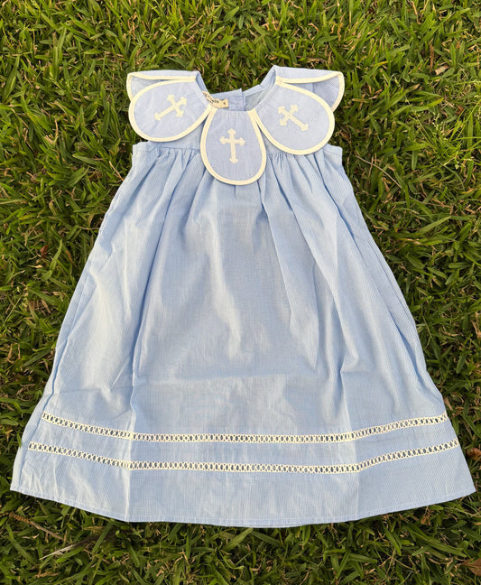 Blue Cross Scallop Dress