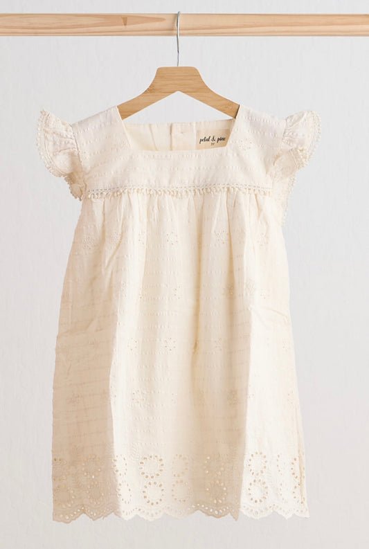 White Lace Flutter Dress