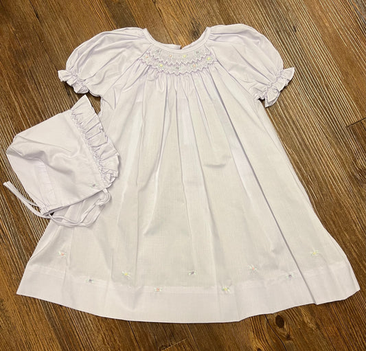 Petit Ami Lavender Multi Colored Floral Smock Dress