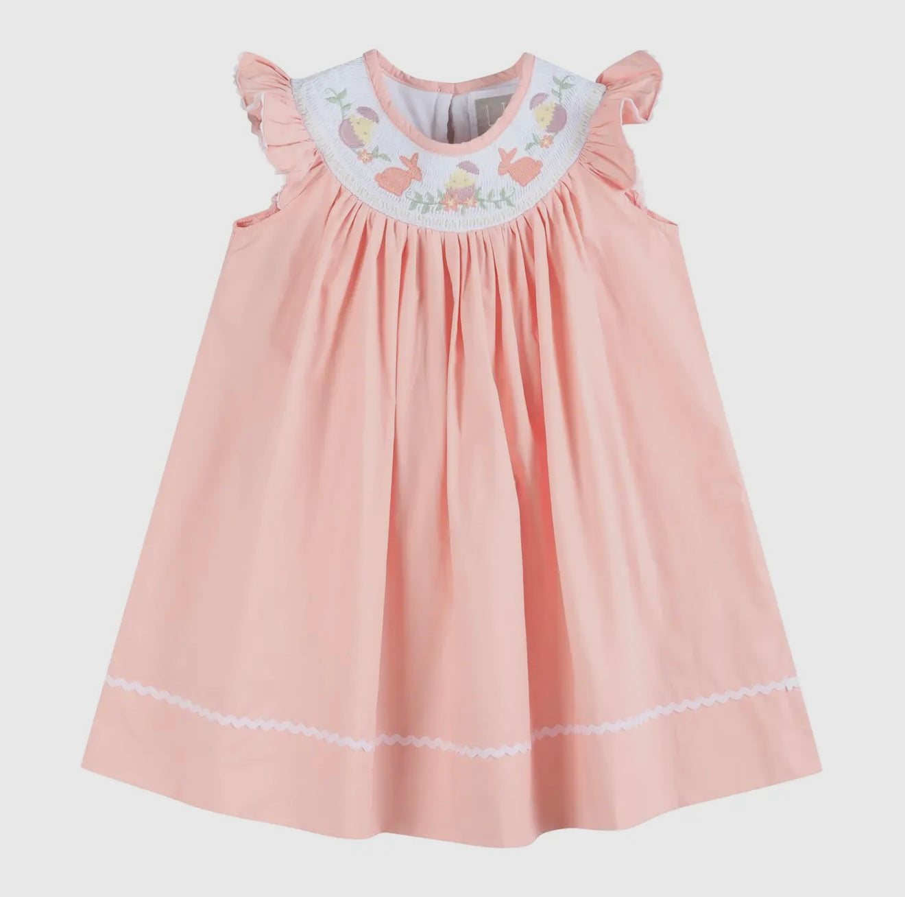 Peach Easter Smocked Dress