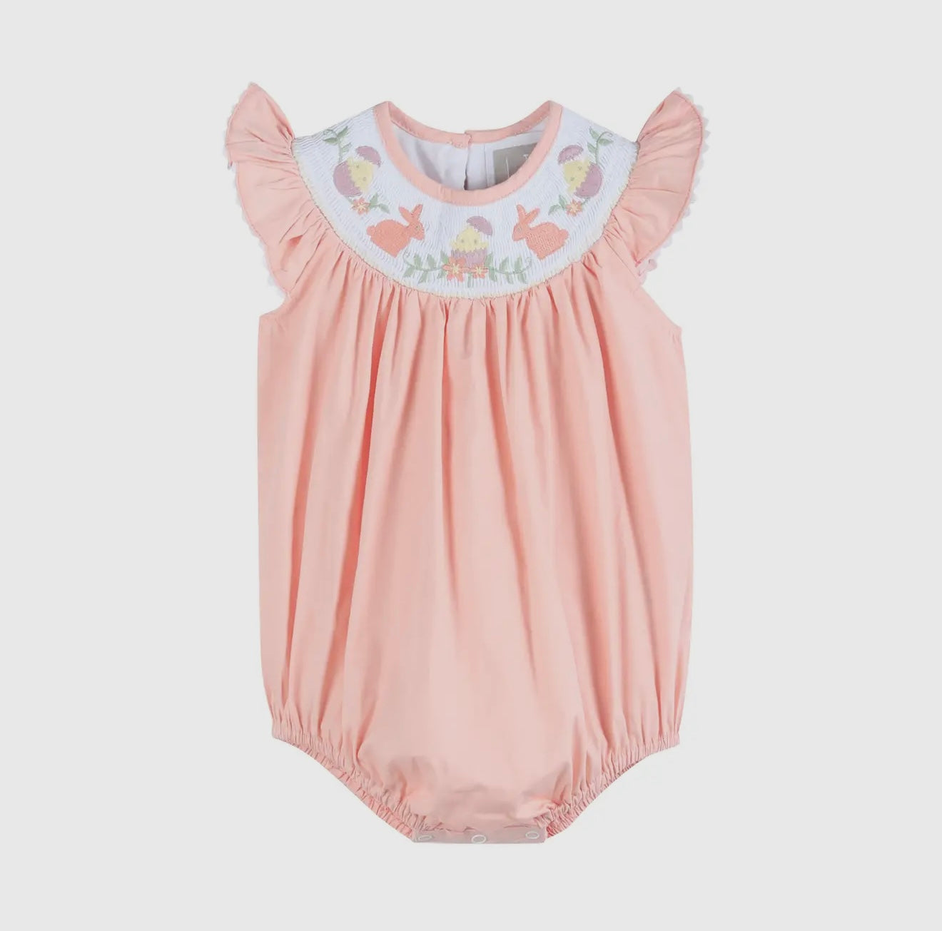 Peach Easter Smocked Bubble