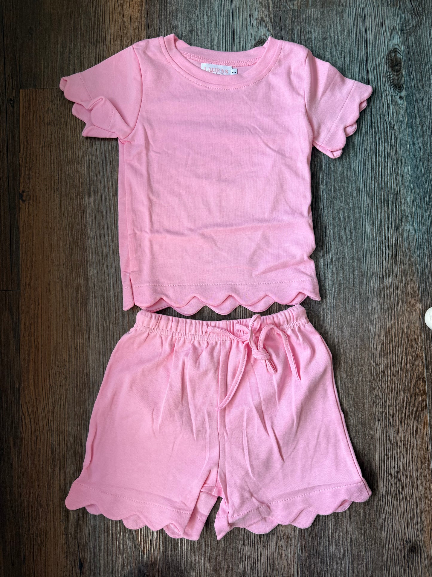 Pink Scallop Short Set
