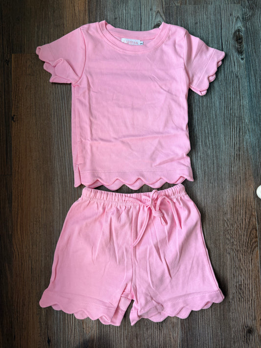 Pink Scallop Short Set