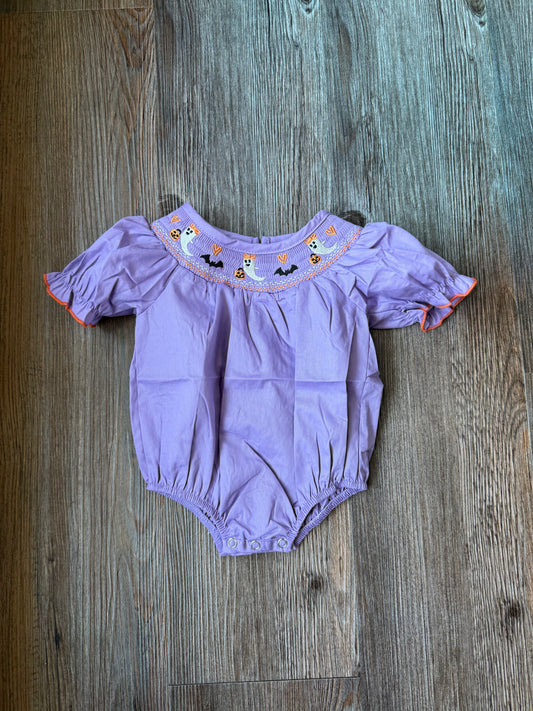 Purple Halloween Smocked Bubble