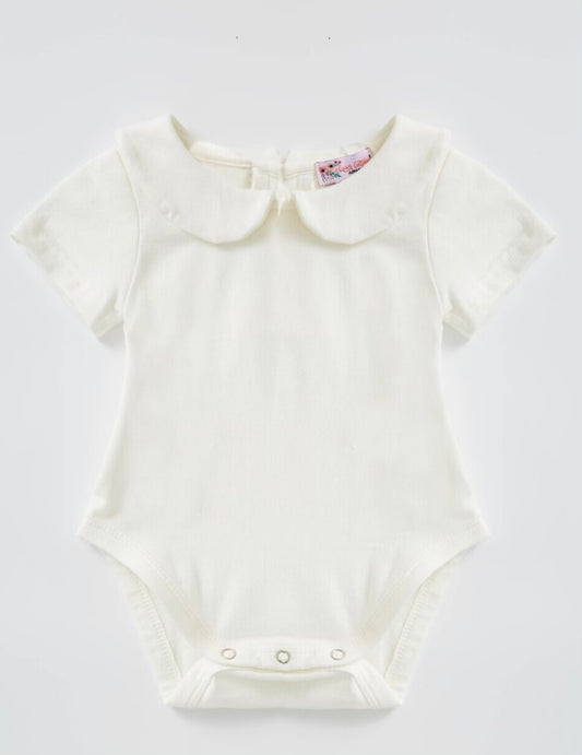 Peter Pan Collar Short Sleeve Bodysuit