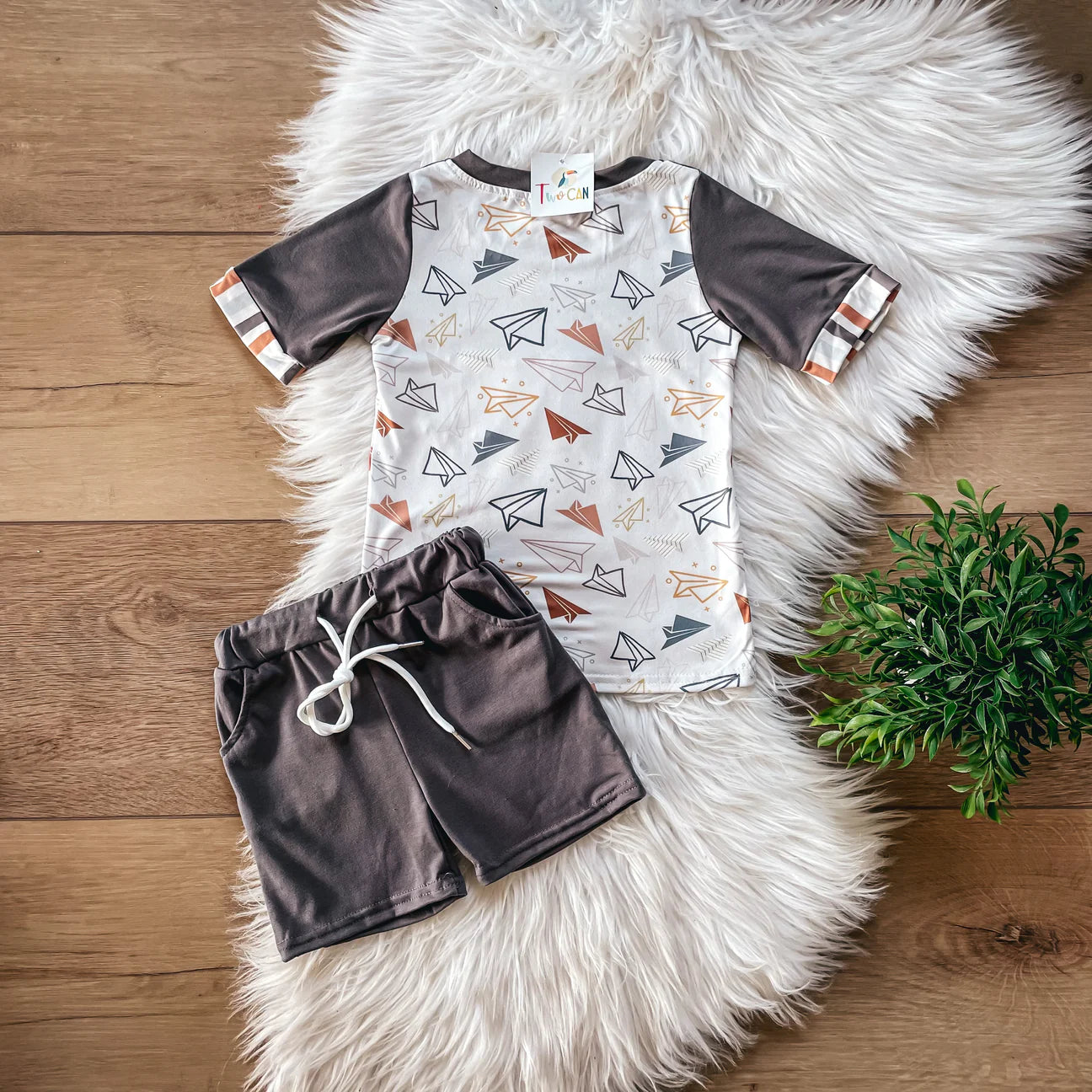 Paper Airplane Boys Short Set