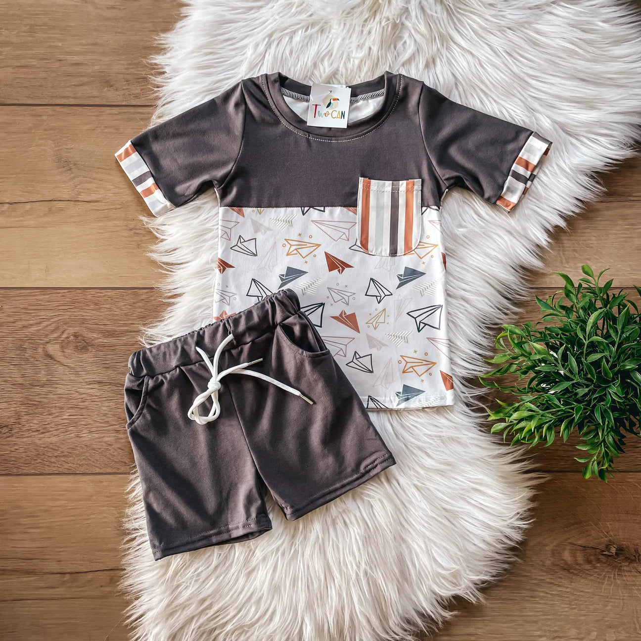 Paper Airplane Boys Short Set